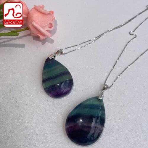 Baceda absorb negative energy and stress improve concentration, self-confidence Natural Stone of Fluorite Necklace with Chain