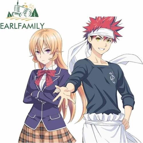 EARLFAMILY 13cm x 12.7cm for Nakiri Erina Yukihira Soma Decal Scratch-Proof VAN Refrigerator Car Stickers Windshield Graphics