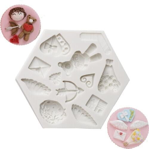 Luyou 1pcs Cupid Angel and cute bear Fondant Cake Silicone Mold Cake Sugar Craft Decoration Tools cupcake Silicone Molds FM1537