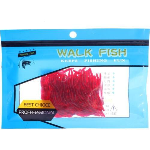100PCS/Lot 3.5cm 0.2g Simulation Earthworm red Worms Artificial Fishing Lure Tackle Soft Bait Lifelike Fish Smell Lure