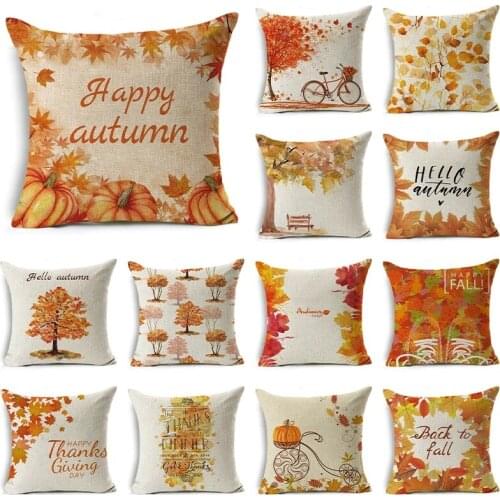 Colorful Watercolor autumn Pillow Case Linen Decor Plant Cushion Cover for Car Sofa Pillowcase 45*45cm poduszki dekoracyjne