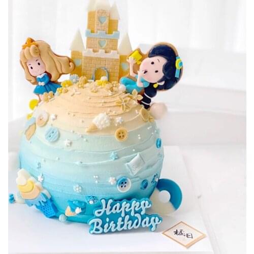 Little Princess series Girls Happy Birthday Cake Topper Princess Kid Party Supplies Pink Love Gifts for cupcake