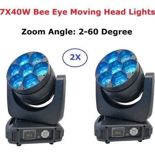 Mini LED Bee Eye Moving Head Lights High Quality 7X40W RGBW 4IN1 LED Stage Lights 2-60 Degree Zoom Good For Stage Theater Discos