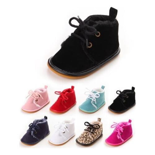 FOCUSNORM New Fashion Newborn Toddler Soft Sneaker Boots Baby Boy Girl Warm Fur Crib Shoes 0-18M