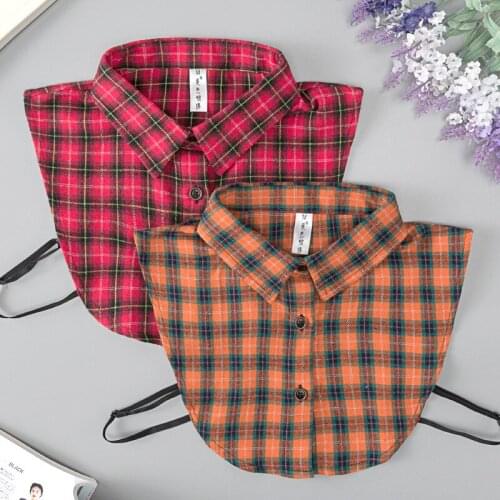 Women Mens Lapel Plaid Fake Collar Ladies Detachable Collars Detachable Lapel Shirt False Collars Blouse Neckwear Nep Kraagie