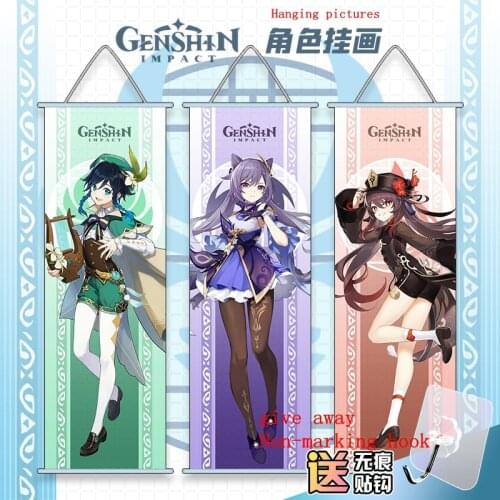2021 new Genshin Impact game peripheral silk cloth KEQING QIQI scroll animation two-dimensional painting poster