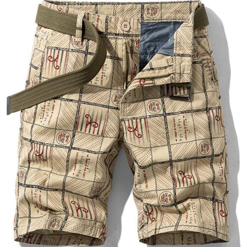 2021 Summer Fashion New Mens Casual Boutique Cotton Tooling Shorts / Mens Straight Printed Overalls Cargo Shorts