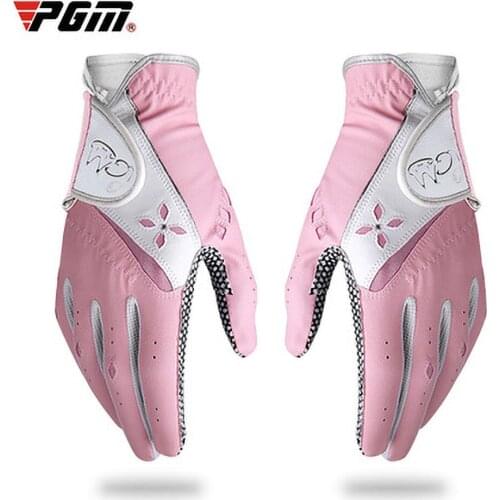 PGM 1Pair Women Leather Golf Gloves Left Right Hand Sweat Absorbent Sports Gloves Ladies Anti-slip Golf Mittens