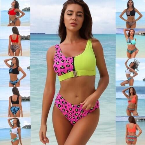 Beach Wear Swimming Suit 2020 New Sexy High Waist Bikini Swimsuit Women Swimwear Bandeau Push Up Bikini Set Buckle Bathing Suit