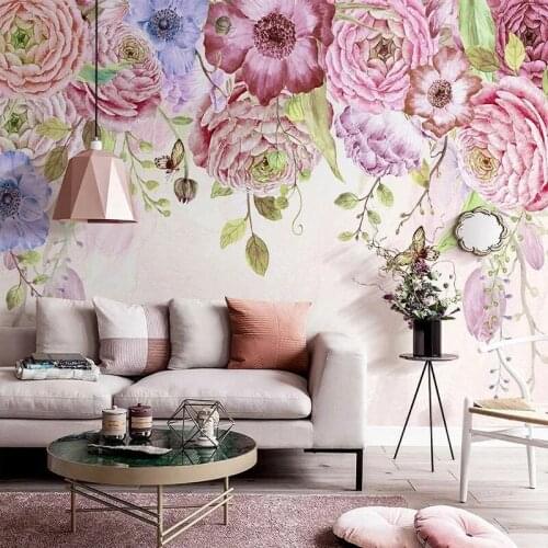 Custom Mural Wallpaper Nordic 3D Hand-painted Romantic Flowers Fresco Living Room TV Sofa Bedroom Home Decor Papel De Parede 3 D