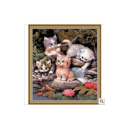 Embroidery Package Free Shipping Cross Stitch Kits Happy Playful Cats