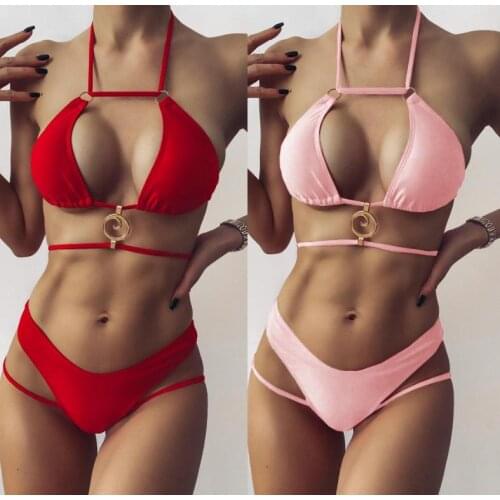 Halter Wrap Around Bikini Women Swimwear Two-pieces Bikini Brazilian Suit Swim Lady 2021 New Style