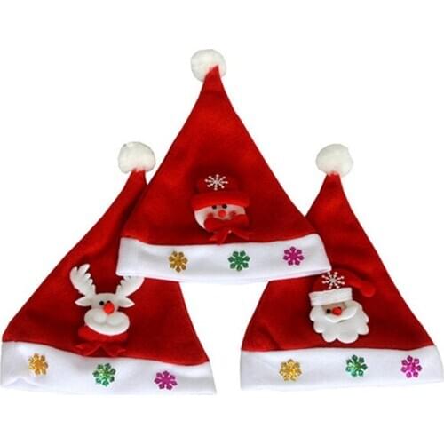 Lovely Cartoon Santa Snowman Reindeer Kids Soft Christmas Party Children Hat Christmas Gifts for Children Kids New Year Gift