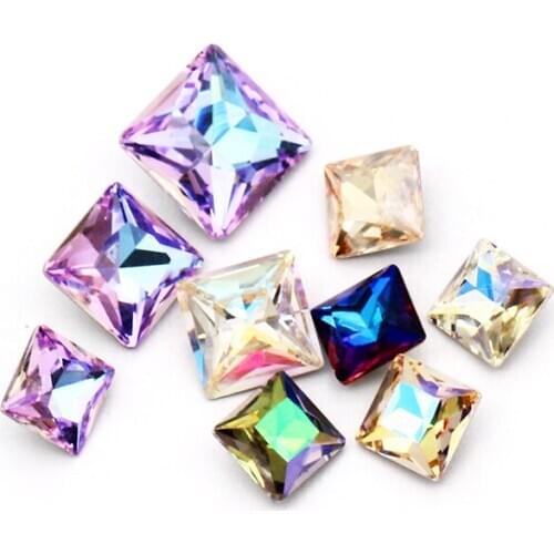 Sparkling Jewelry Decoration Princess Square K9 Crystal Rhinestones for Clothes Nails Piontback Strass Crystals Loose Rhinestone