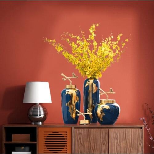 Light Luxury Vase Ceramic Furnishing New Chinese Style Living Room Arrangement Cabinet Creative Flower Table Decorations