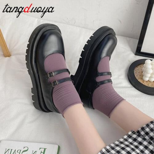 Mary Janes For Woman Platform Lolita Shoes Womens Hook Loops Black High Heels Ladies Pumps Women Non Slip Footwear Female 2021