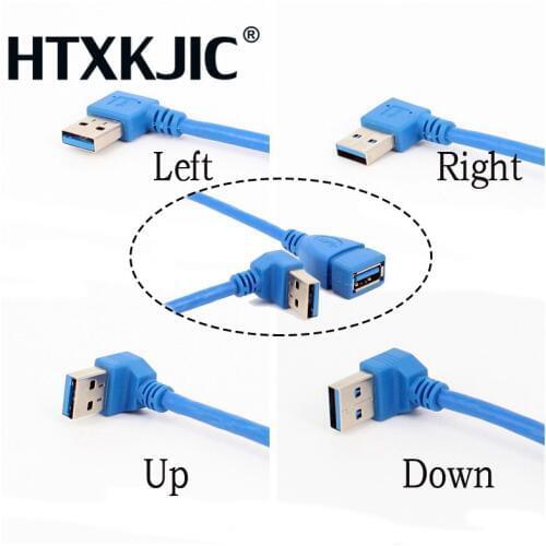 27cm USB 3.0 Extension Cable Right Angle 90 Degree Male to Female Super Speed 5Gbps USB Data Sync Charging Cables Cabo