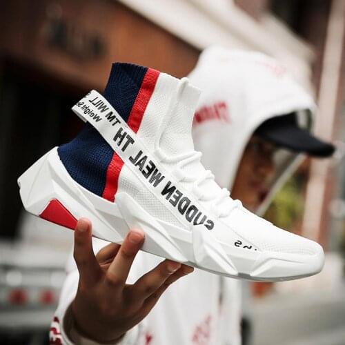 High Top Thick Bottom Sock Sneakers Mens Running Shoes White Sports Shoes Man Sport Shoes Knit Knitted Tennis Knitting GME-1960