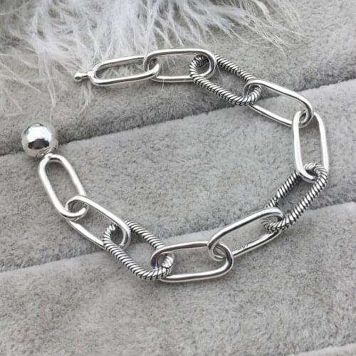 2019 New 100% 925 Sterling Silver Me Link Bracelet Fit European Small Hole Charm Beads For Women Original DIY Jewelry Gift