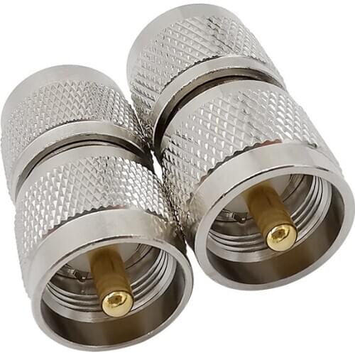 1Pcs Sliver UHF RF Coaxial Antenna Connector UHF Male Plug PL259 to UHF PL-259 Male Plug Double UHF Male Straight Adapter
