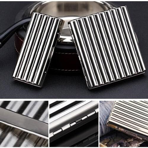 10/20 Sticks Cigarette Case Mirror Anti-stress Moisture-proof Copper Corrugated Cigarettes Holder Metal Smoking Slim Storage Box
