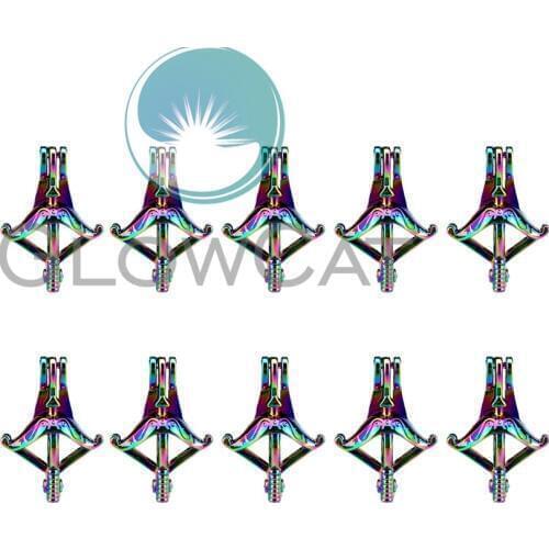 10x C634 Rainbow Colors Bow Arrow Beads Cage Jewelry Making Perfume Essential Oil Diffuser Oyster Pearl Cage Locket Pendant