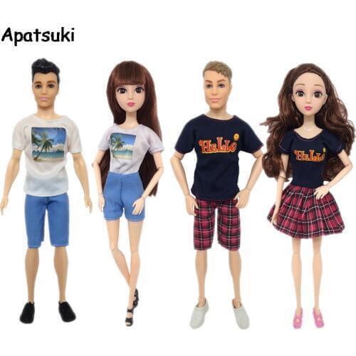 2sets/lot Daily Casual Couple Lover Clothes For Barbie Doll Accessories Boy Doll Clothes For Ken Boy Doll Outfits 1/6 Kids Toy
