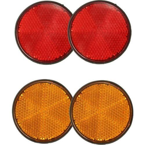 2Pcs Round Red Reflector Universal for Motorcycle ATV 5.6x0.8cm & 2 x 2Inch Round Orange Reflectors Universal