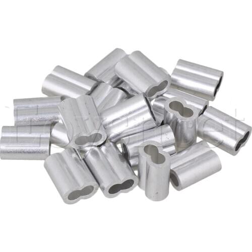 20PCS Silver Double Hole Aluminum Clamp M6 For 3mm Wire Rope
