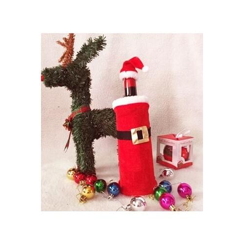 200pcs Santa Clause Clothing Hat Dress Wine Bottle Cover Christmas Gifts New Christmas Wine Bottle Cover Decoration