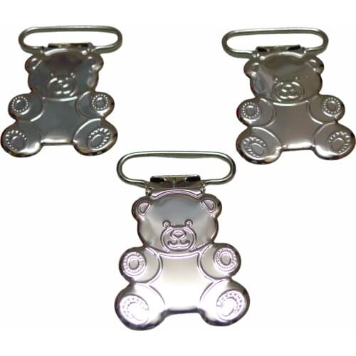 25pcs 1'' 25mm Silver Colored Baby Bear Suspender Clips Chrome Plated