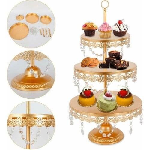 3 Tier Cupcake Stand Round Dessert Tower Iron Cupcake Holder Display Cake Stand for Wedding Birthday Party Celebration