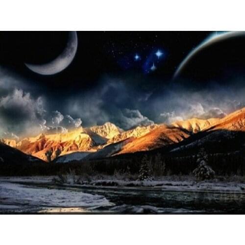 5D DIY Diamond Painting Moon Landscape Full Square Diamond Embroidery Landscape Cross Stitch Mosaic Sale Home Decoration