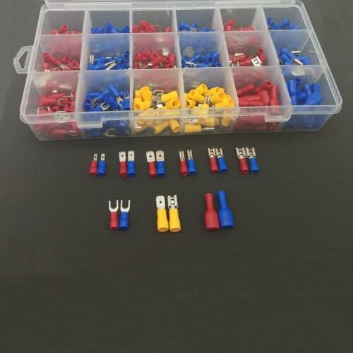 Free shipping 600pcs/lot Assorted Female Male Full Insulated Terminals Connectors Assortment Kit Electrical Crimp Spade Ring
