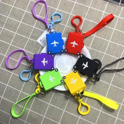 FREE SHIPPING BY DHL 100pcs/lot New Fashion PVC Luggage Suitcase Keychains Mini Suitcase Shaped Keyrings for Travelling Gifts