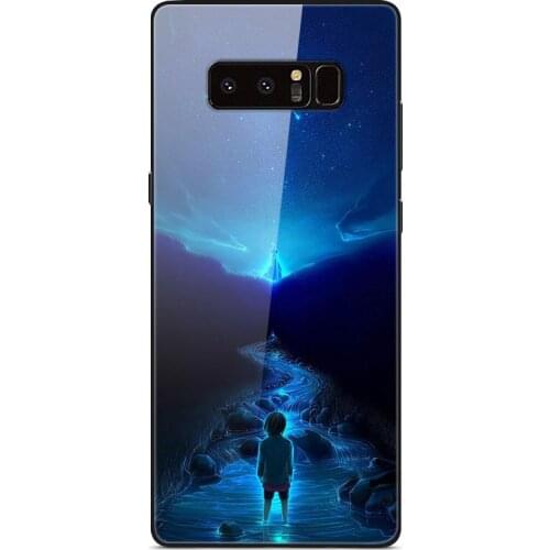 For Samsung Galaxy Note 8 Phone Case Tempered Glass Case Back Cover Star Sky Pattern