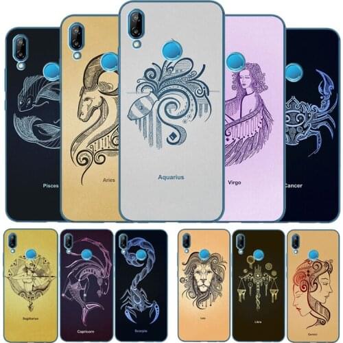 12 constellation Phone case For Huawei P9 P10 P20 P30 P40 Psmart Lite Plus Pro Y9 Y6 Y7 2017 2018 Nova 3 3i Cover