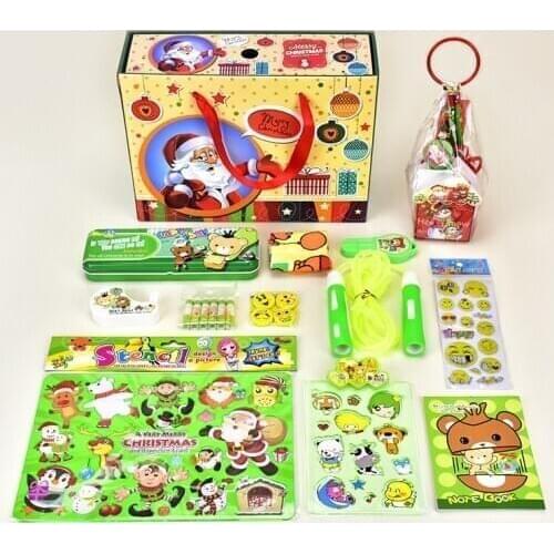 Cute Christmas stationery set Santa pencil combination gift to school girl and boy pencil case