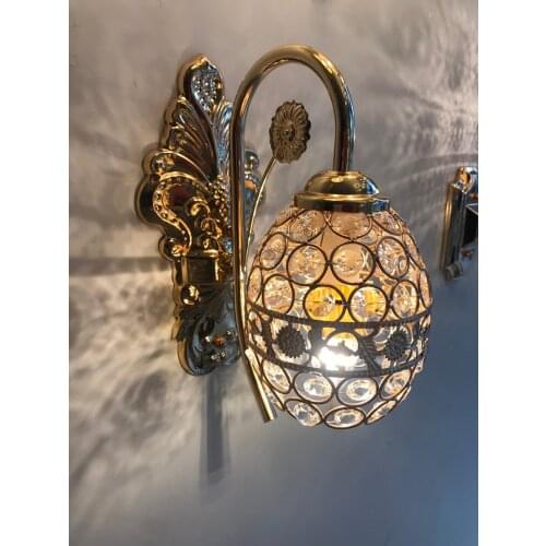 European Retro Luxury Crystal Light Luxury Crystal Wall Lamp Modern Bedroom Bedside Lamp Stair Corridor Lamp