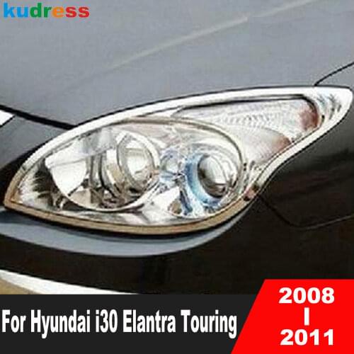 For Hyundai i30 Elantra Touring 2008-2011 ABS Chrome Front Lamp Cover Trims Headlight Shell Car External Decoration Sticker 2pcs