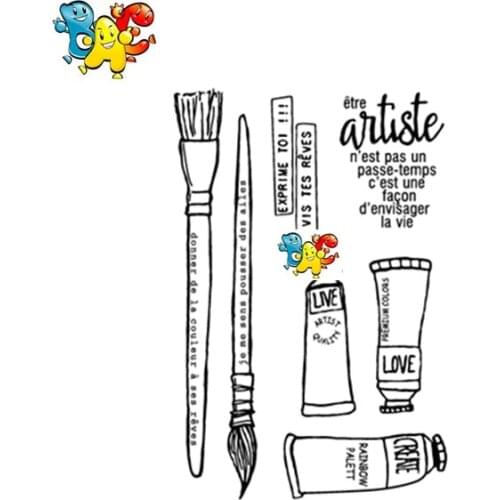 Paint brush Transparent Clear Stamps for DIY Scrapbooking/Card Making/Kids Christmas Fun Decoration Supplies