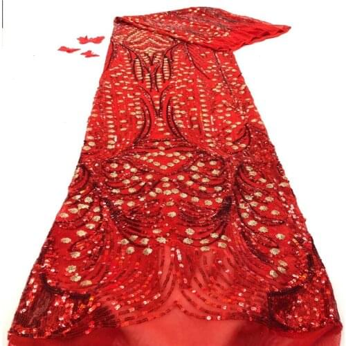 Latest African French Lace Fabric For Women Dress High Quality Nigerian Sequins Net Tulle Lace For Wedding Party Dress JJN581