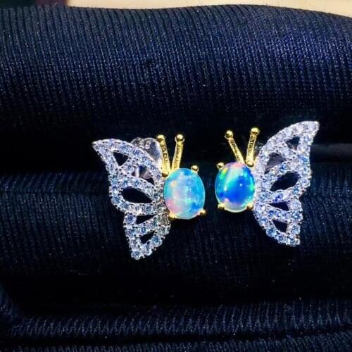 Personality Trend Best Quality 100% Natural And Real Opal Earring 925 sterling silver Fine jewelry