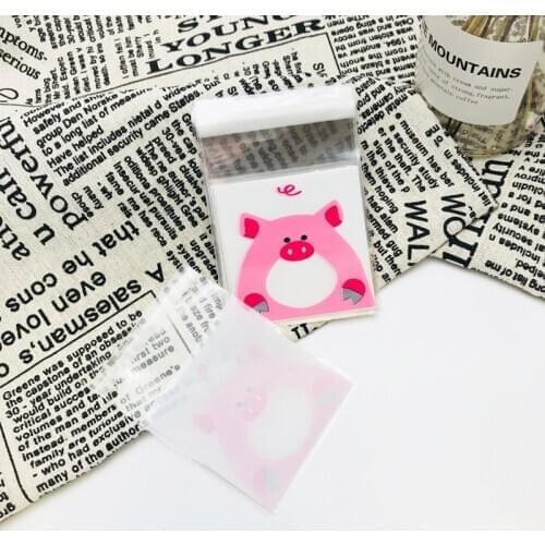 7cm Cute Cartoon Gifts Bags Christmas Cookie Packaging Self-adhesive Plastic Bags For Biscuits Candy Food Cake Package 100pcs