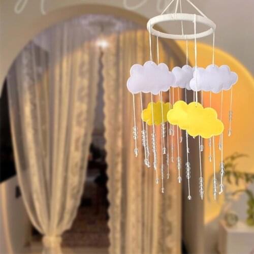 Baby Crib Mobile Clouds Rattle Crystal Beads Bed Bell Nursery Cot Wind Chime Toy