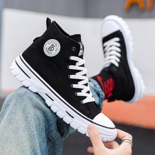 2021 Spring and Summer New High-Top Mens Canvas Shoes Youth High-Quality Sports and Leisure Fashion Breathable Sneakers Autumn