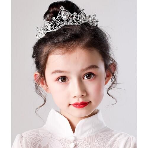 New Fashion Kids Crown Crystal Rhinestone Wedding Hair Accessories For Bridemaid Children Girls Tiara Hair Ornaments Party Gift
