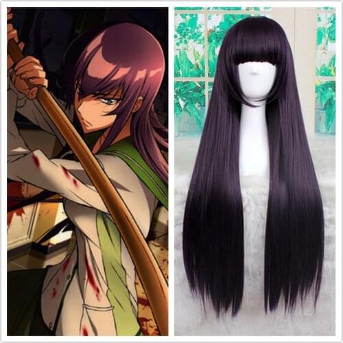 Senjougahara Hitagi Fujibayashi Kyou Busujima Saeko Cosplay Wig High-temperature Fiber Purple Black Long Straight Hair