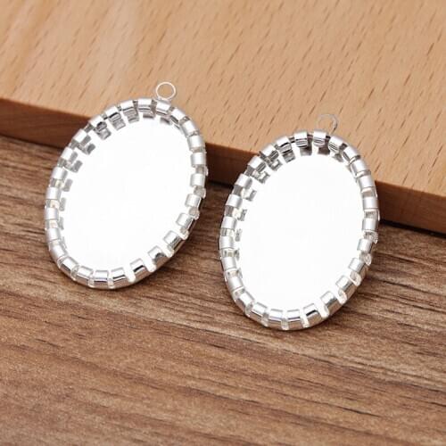 200 PCS Inner 18*25mm Metal Brass Oval Charms Pendant Base Settings For DIY Jewelry Making