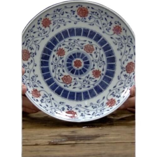 The wind restoring ancient ways of blue and white porcelain tea tray ceramic large-sized analyzes